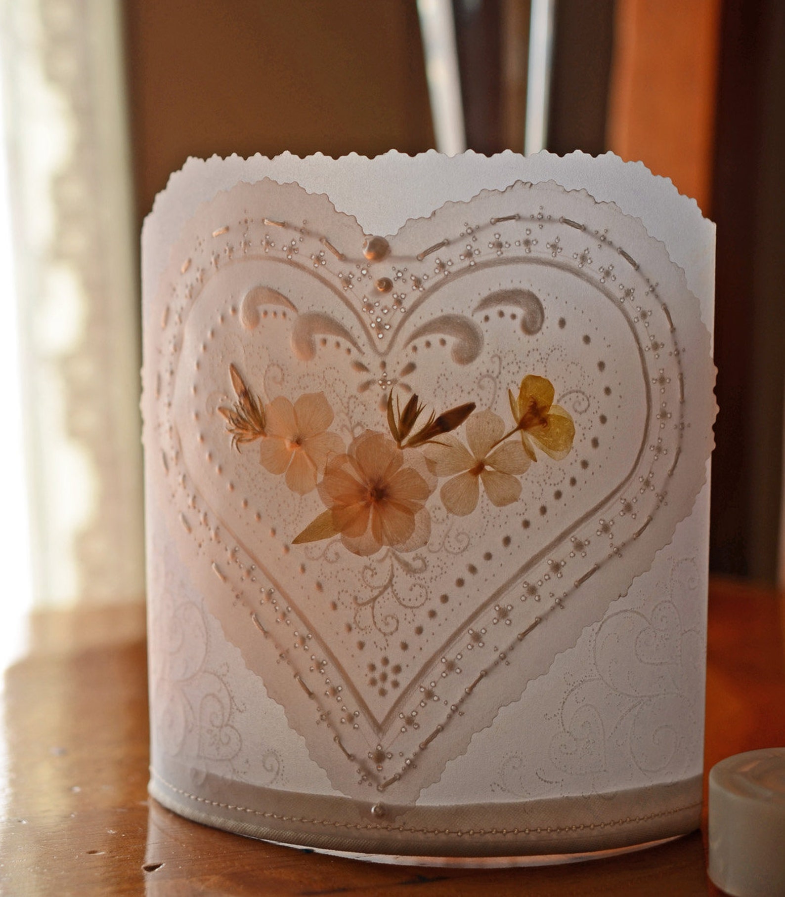 Pressed Flowers Vellum Luminary LED Candle Luminary Etsy