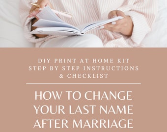 How to Change Your Name After Marriage, Newlywed Name Change Checklist,  Post Wedding PDF Instructions for Changing Last Name, DIY Guidelines 