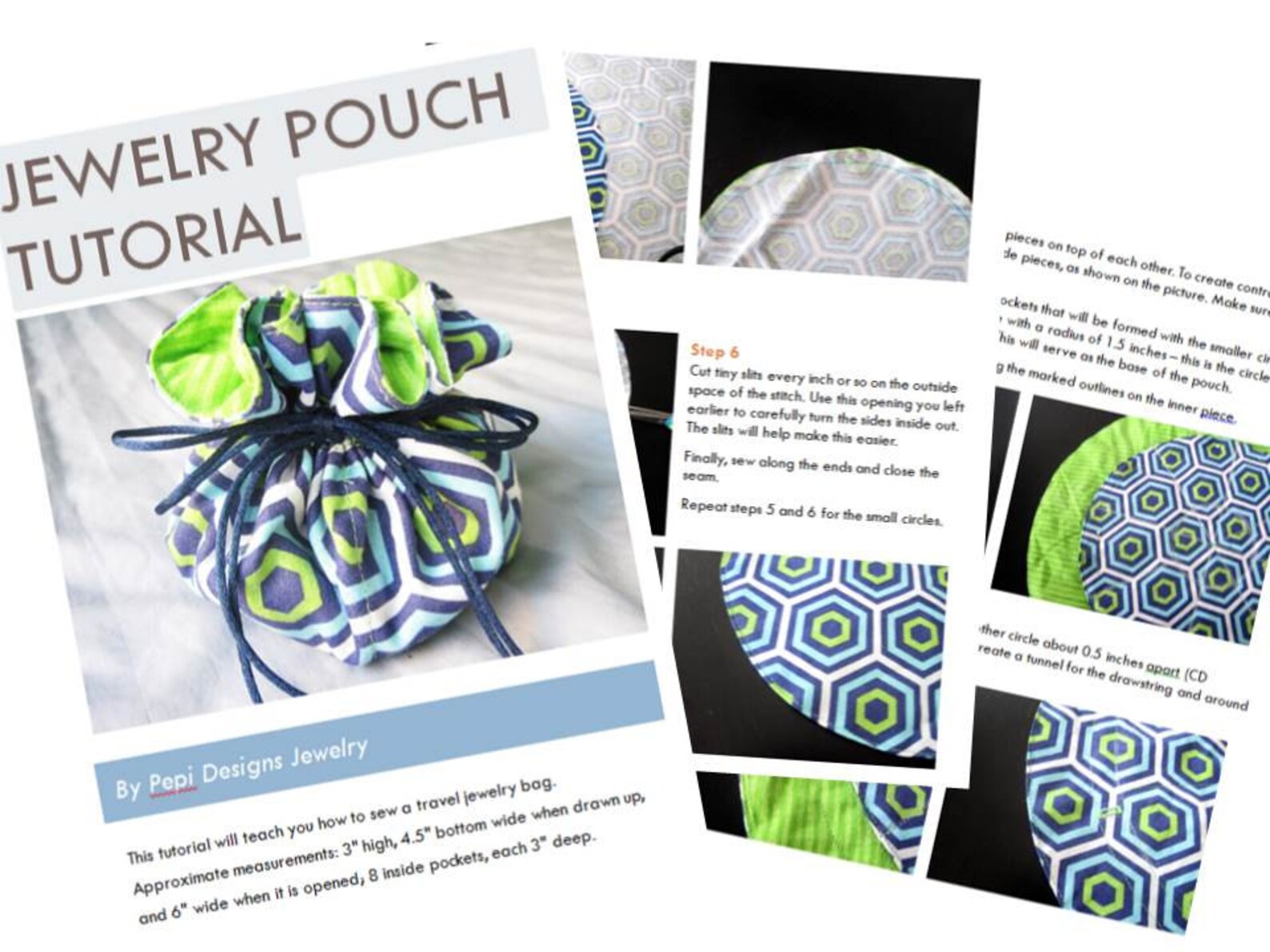PDF Sewing Pattern for a Travel Jewelry Bag, Sew Your Own Drawstring