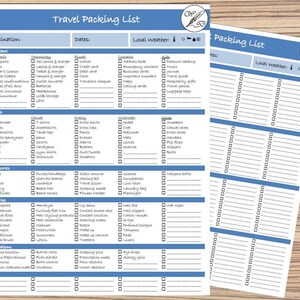 Packing List, Travel List Printable, Travel Checklist, Instant Download, Printable List, Vacation Packing, Travel Pack List, Trip List, #t2