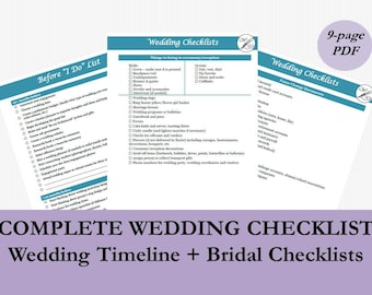 Wedding Planning Timeline Template, Wedding Checklist, Printable Wedding To Do Lists, Bridal Checklist