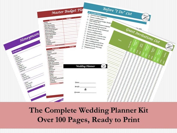 Wedding Planner, Printable Wedding Planner, Wedding Binder, DIY