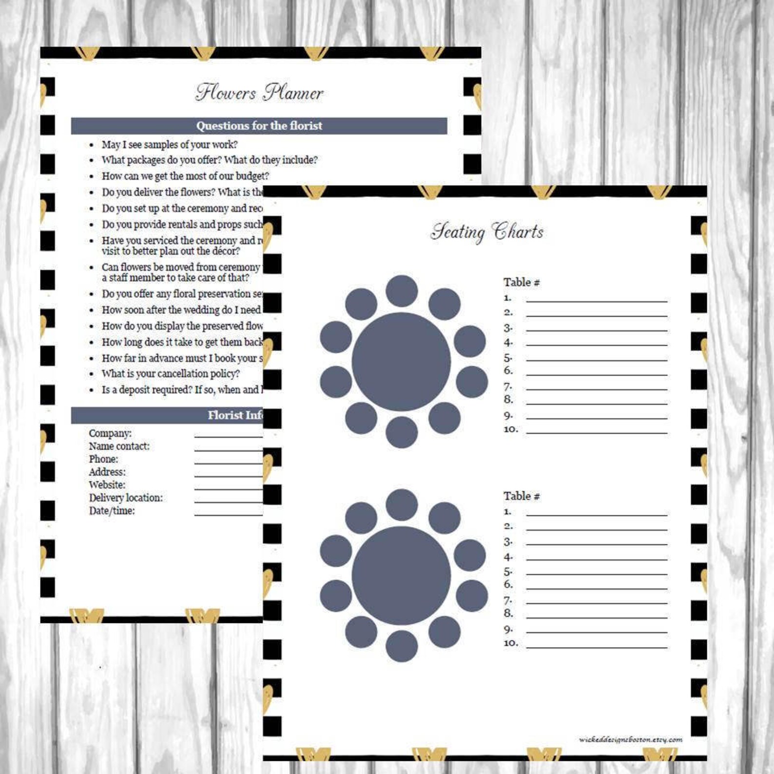 Black White Gold Wedding Planner PDF Printable Bridal - Etsy