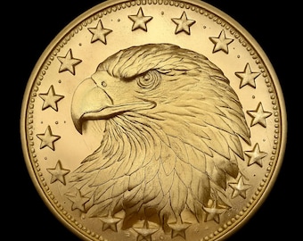 Gold Eagle Wreath Attachment, Patriotic Centerpiece Decor, Americana Medallion, Home Accent, 3D Printed