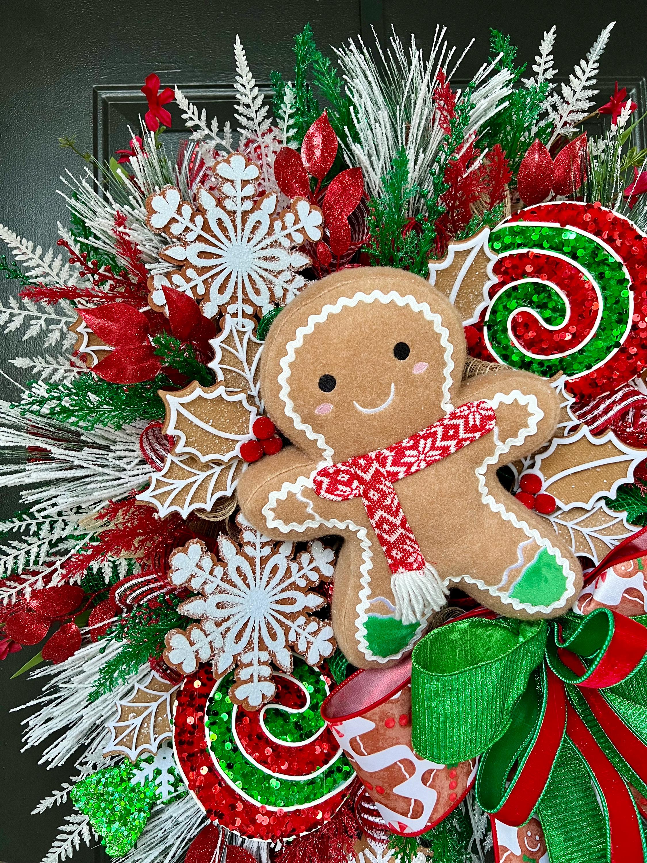 Gingerbread Christmas Wreath: Holiday Candy Front Door Decor - Etsy