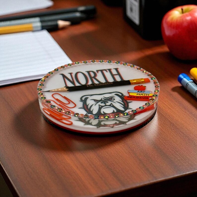 Custom School Logo Resin Coaster or Paperweight – Personalized Teacher ...