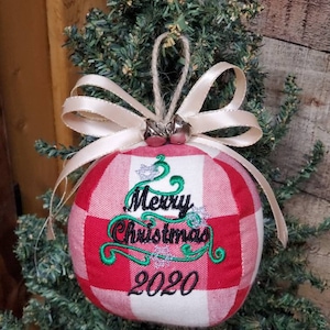 Red Tree Embroidered ornament