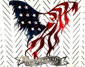 In God We Trust Flying Eagle, Eagle Metal Art, American Eagle, we the people, American flag, metal flag, steel flag, Eagle metal art