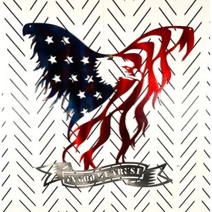 In God We Trust Flying Eagle, Eagle Metal Art, American Eagle, we the people, American flag, metal flag, steel flag, Eagle metal art