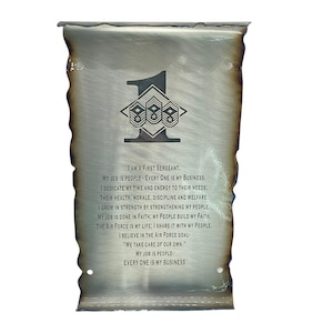First Sergeant Creed Metal Scroll, Air Force gifts, military promotion gift, 1st Sergeant, military retirement first shirt