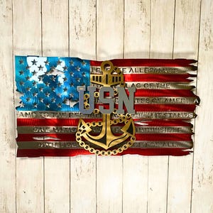 Officially Licensed Navy Chief American Flag Pledge of Allegiance Flag Tattered flag Military gift USN Promotion Military retirement