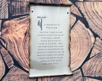 Lineman Prayer Metal Sign, Lineman Gifts, electrician gift, journeyman electrician gift idea