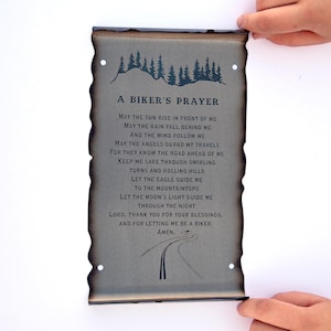 Biker's Prayer Metal Scroll Biker gift motorcycle rider metal art wall decor rustic scrolls