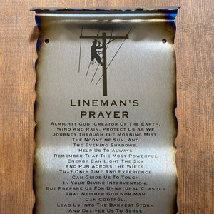 Lineman Prayer Metal Sign, Lineman Gifts, electrician gift, journeyman electrician gift idea