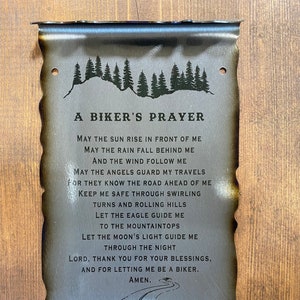 Biker gift, Bikers prayer, motorcycle rider gift, metal scroll