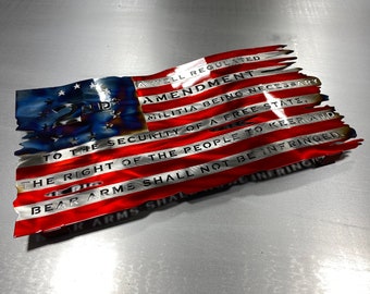 Second Amendment Flag, 2A American Flag, Metal Flag, metal wall decor, patriotic metal art