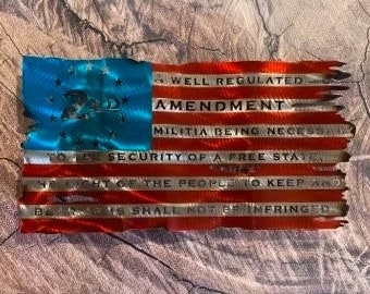 Second Amendment Flag, 2A American Flag, Metal Flag, metal wall decor, patriotic metal art