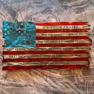 Biker Flag, biker American flag, biker prayer flag, gift for biker, gift for mc, bikers prayer