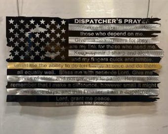 Dispatcher's Prayer Flag: Thin Yellow Line, 911 Dispatcher Gift