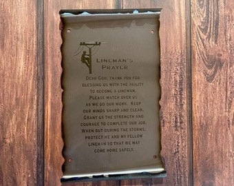 Lineman Prayer Metal sign, Lineman Gifts, Electrician Gift, metal art, Apprentice gift, metal scroll