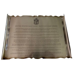 Chief Petty Officer Creed Metal Scroll, US Navy Chief Creed, Navy E7 Gift, Navy Chief Gift, military retirement and promotion