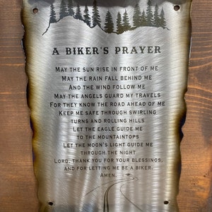 Biker gift, Bikers prayer, motorcycle rider gift, metal scroll image 6