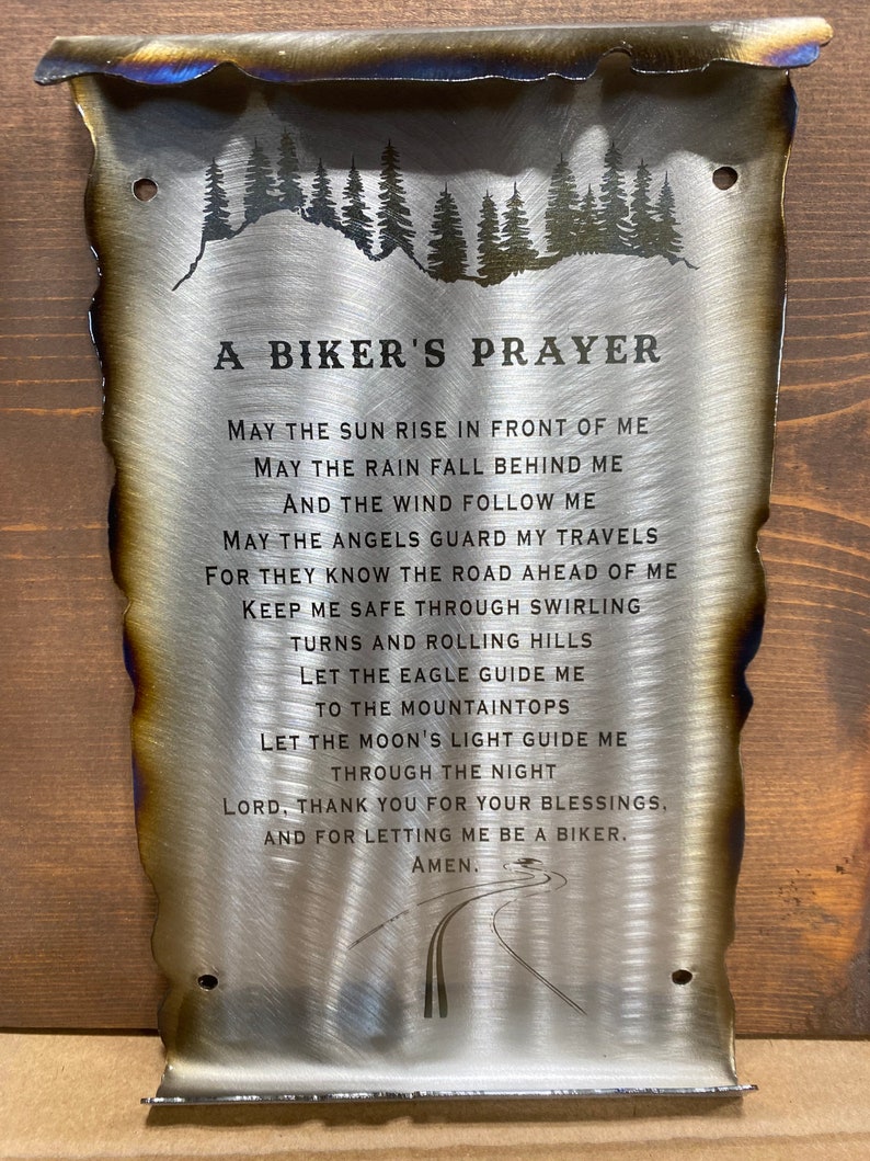 Biker gift, Bikers prayer, motorcycle rider gift, metal scroll image 6