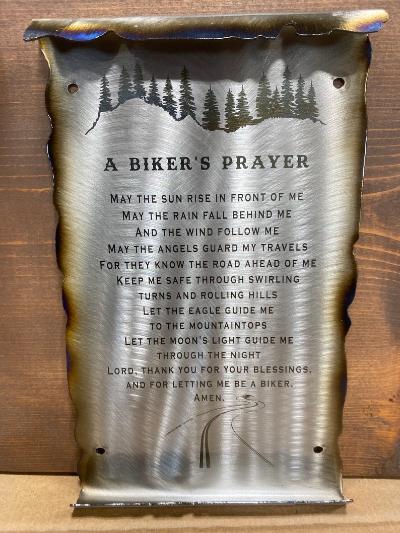 Biker gift, Bikers prayer, motorcycle rider gift, metal scroll image 7