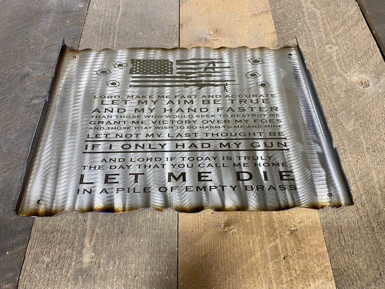 Gunslinger's Prayer Metal scroll, second amendment, rustic metal signs, man cave decor, 2A, WTP, USA image 5