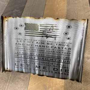 Gunslinger's Prayer Metal scroll, second amendment, rustic metal signs, man cave decor, 2A, WTP, USA image 2