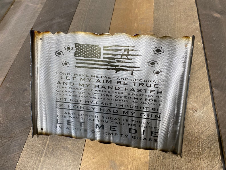Gunslinger's Prayer Metal scroll, second amendment, rustic metal signs, man cave decor, 2A, WTP, USA image 2