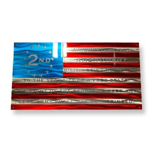 Second Amendment Metal Flag, American flag, metal flag, tattered flag, battle worn flag, second amendment flag
