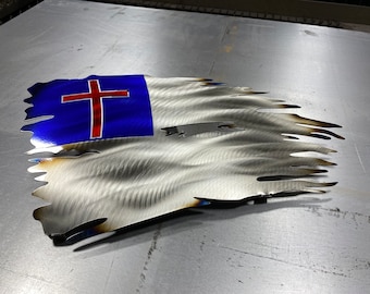 Christian flag, metal Christian flag, steel Christian flag