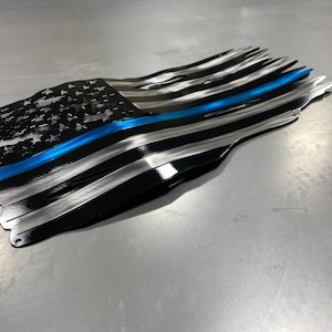 Thin Blue Line / Police Officer / Metal Flag