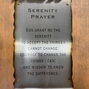 Serenity Prayer, metal scroll sign, acceptance