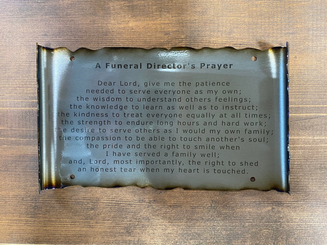 Funeral Directors Prayer Metal Scroll, Gift for Funeral Director