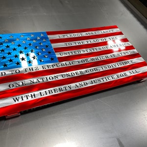 Aluminum Pledge Of Allegiance Metal Flag, American flag, metal flag, America flag, patriotic home decor, military promotion