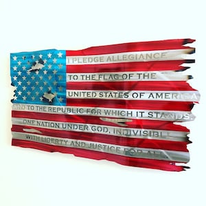 Metal Flag, American Flag, Metal American Flag, American Flag Metal, Metal Pledge Flag, Steel American Flag, US Flag, Pledge of Allegiance
