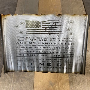 Gunslinger's Prayer Metal scroll, second amendment, rustic metal signs, man cave decor, 2A, WTP, USA image 1