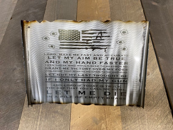 Gunslinger's Prayer Metal scroll, second amendment, rustic metal signs, man cave decor, 2A, WTP, USA