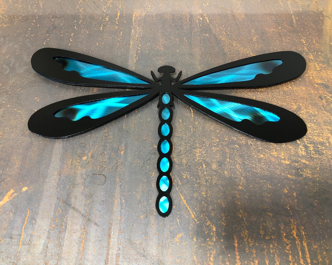 Dragonfly Metal Art Wall Hanging Garden Decor outdoor Etsy