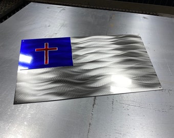 Christian flag, metal Christian flag, steel Christian flag