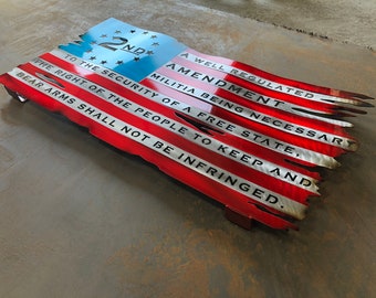 Second Amendment Flag, 2A American Flag, Metal Flag, metal wall decor, patriotic metal art, 2nd amendment