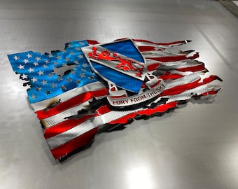 508th Airborne American flag tattered flag metal flag wall art