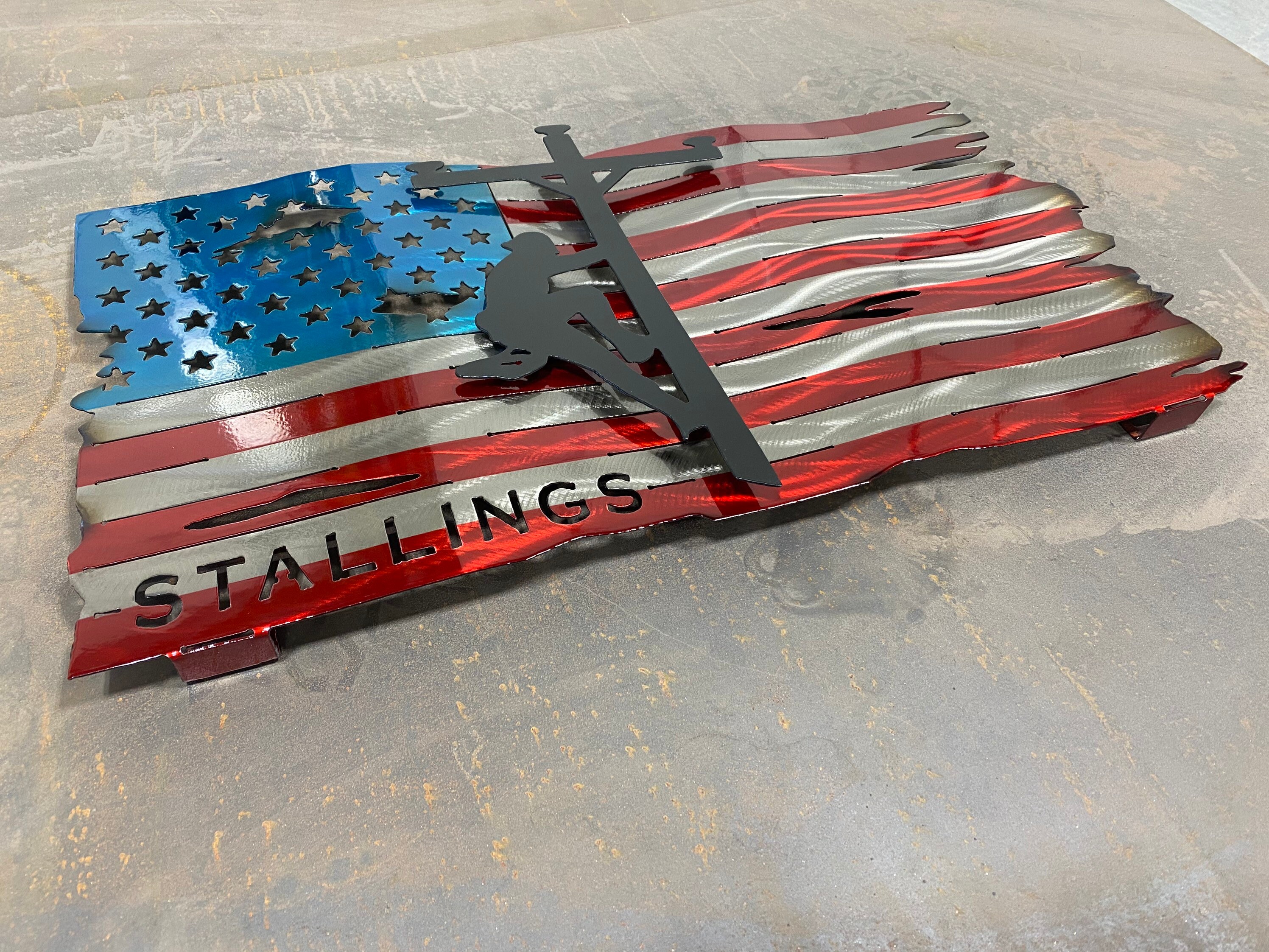 Lineman Metal Flag, lineman gifts, electrician gifts