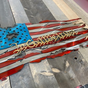 In God We Trust American Flag, metal flag, we the people, second amendment, US Constitution, Pledge of Allegiance