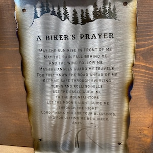 Biker gift, Bikers prayer, motorcycle rider gift, metal scroll image 4