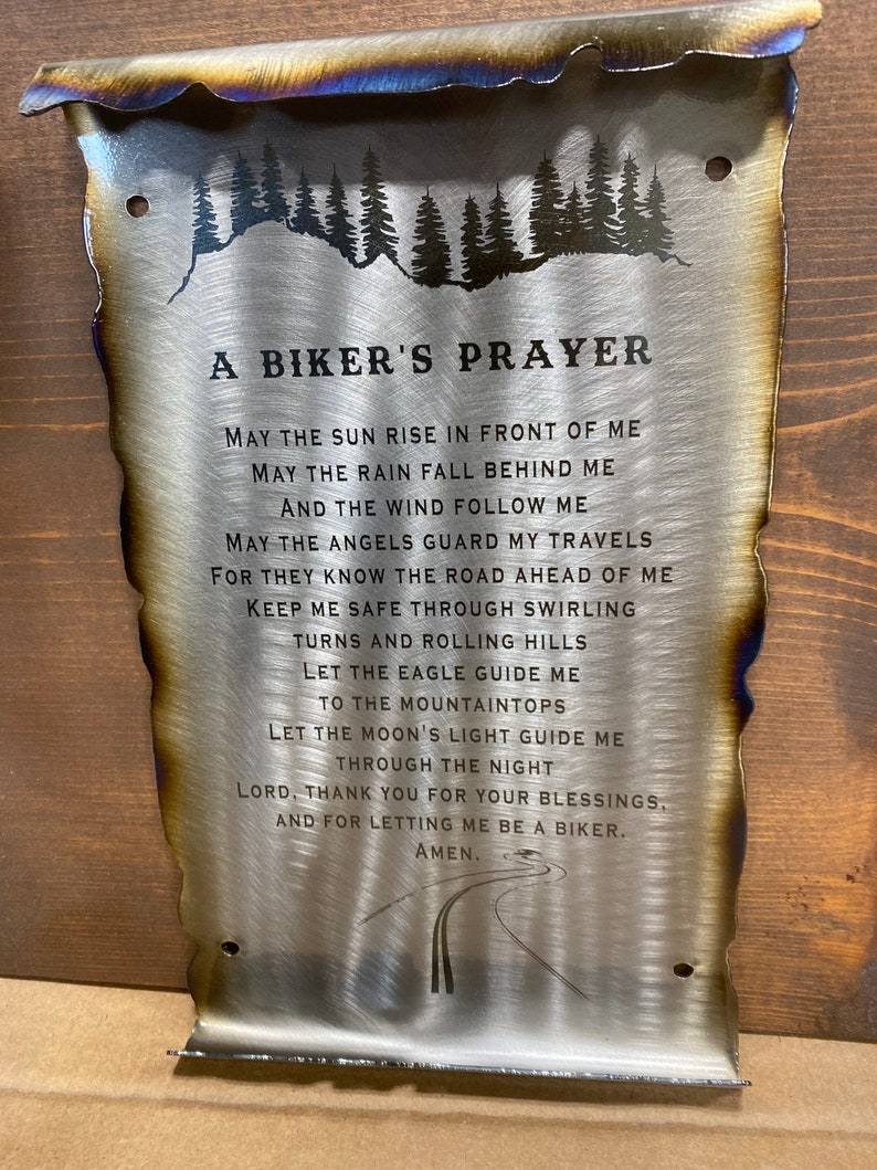 Biker gift, Bikers prayer, motorcycle rider gift, metal scroll image 4