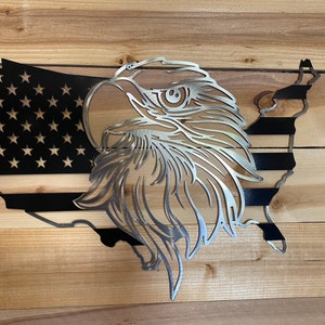 American eagle, bald eagle, American flag, eagle flag, metal flag, patriotic rustic man cave decor