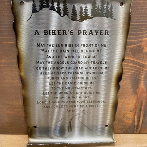 Biker gift, Bikers prayer, motorcycle rider gift, metal scroll image 3